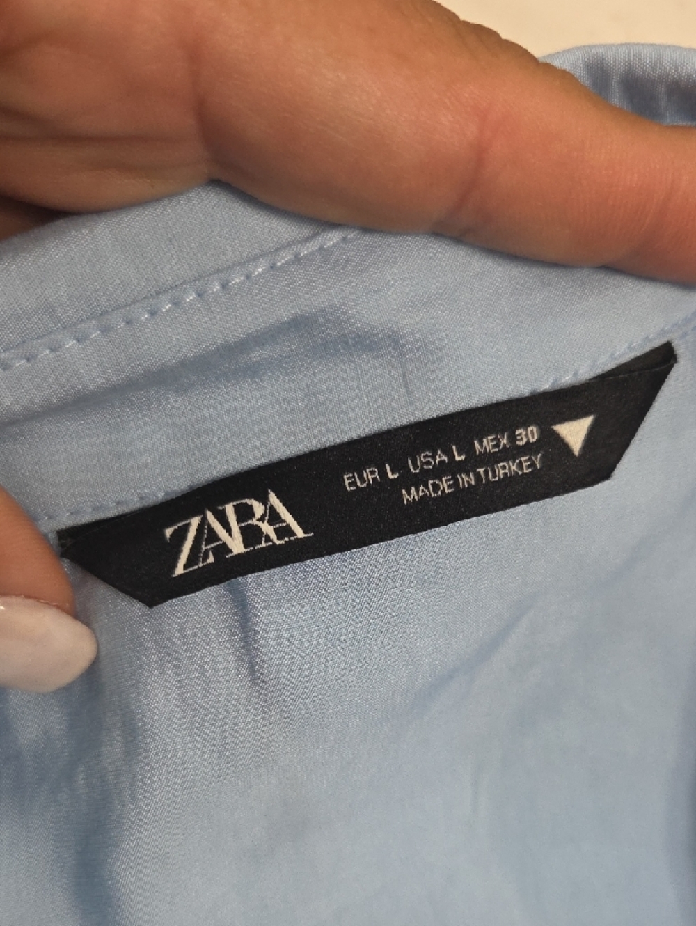 ZARA Light Blue Button-Up Dress Shirt SzL Gentle Used - Picture 3 of 9